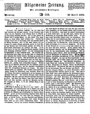 Allgemeine Zeitung Montag 28. April 1834