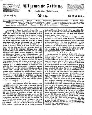 Allgemeine Zeitung Donnerstag 22. Mai 1834