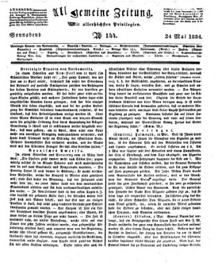 Allgemeine Zeitung Samstag 24. Mai 1834