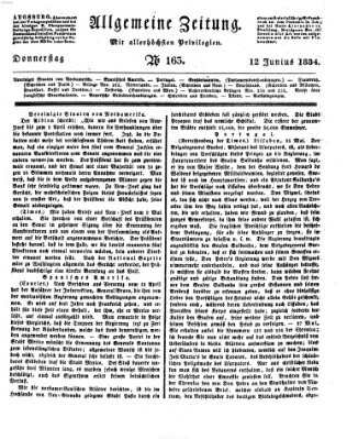 Allgemeine Zeitung Donnerstag 12. Juni 1834