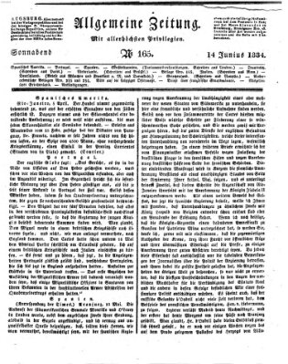 Allgemeine Zeitung Samstag 14. Juni 1834