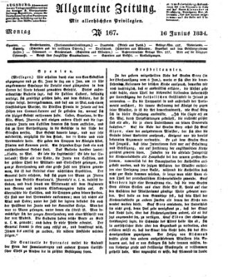 Allgemeine Zeitung Montag 16. Juni 1834