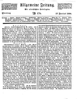 Allgemeine Zeitung Freitag 27. Juni 1834