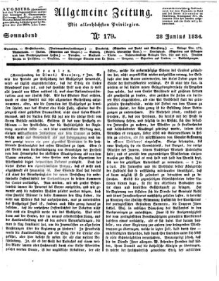 Allgemeine Zeitung Samstag 28. Juni 1834