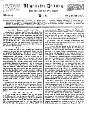 Allgemeine Zeitung Montag 30. Juni 1834