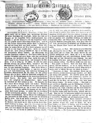 Allgemeine Zeitung Mittwoch 1. Oktober 1834