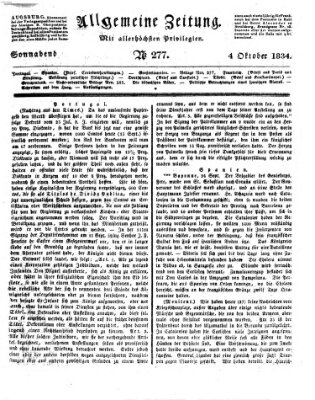 Allgemeine Zeitung Samstag 4. Oktober 1834