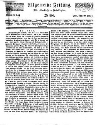 Allgemeine Zeitung Donnerstag 23. Oktober 1834