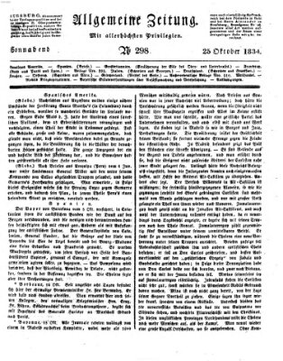 Allgemeine Zeitung Samstag 25. Oktober 1834