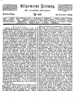 Allgemeine Zeitung Donnerstag 30. Oktober 1834