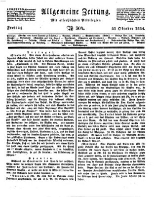 Allgemeine Zeitung Freitag 31. Oktober 1834