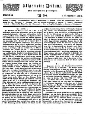 Allgemeine Zeitung Dienstag 4. November 1834