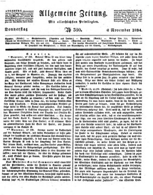 Allgemeine Zeitung Donnerstag 6. November 1834