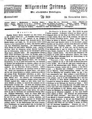 Allgemeine Zeitung Samstag 15. November 1834