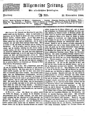 Allgemeine Zeitung Freitag 21. November 1834