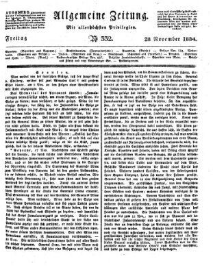 Allgemeine Zeitung Freitag 28. November 1834