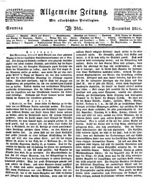 Allgemeine Zeitung Sonntag 7. Dezember 1834