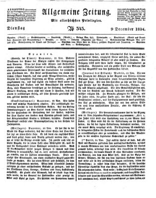 Allgemeine Zeitung Dienstag 9. Dezember 1834