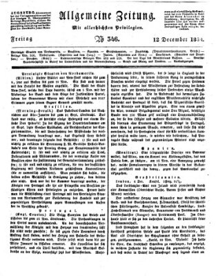 Allgemeine Zeitung Freitag 12. Dezember 1834