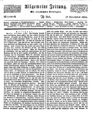 Allgemeine Zeitung Mittwoch 17. Dezember 1834