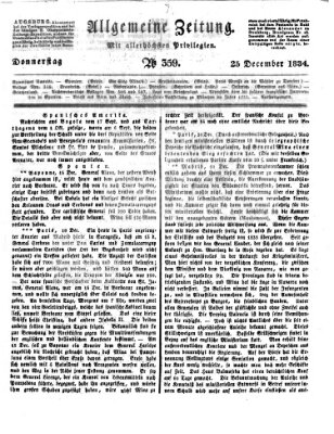 Allgemeine Zeitung Donnerstag 25. Dezember 1834