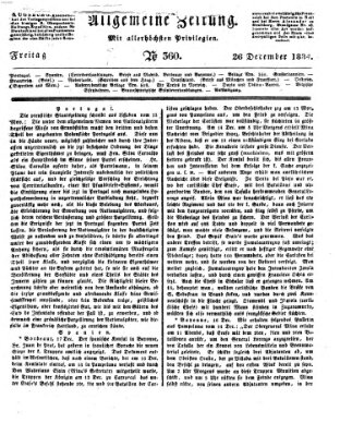 Allgemeine Zeitung Freitag 26. Dezember 1834