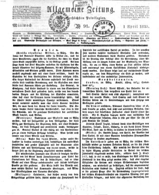 Allgemeine Zeitung Mittwoch 1. April 1835