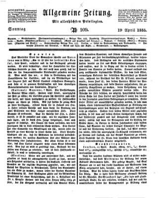 Allgemeine Zeitung Sonntag 19. April 1835