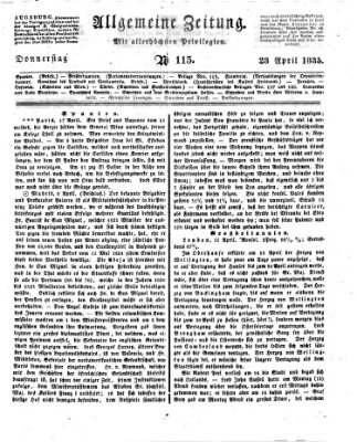 Allgemeine Zeitung Donnerstag 23. April 1835