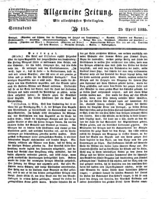 Allgemeine Zeitung Samstag 25. April 1835