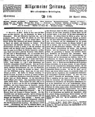 Allgemeine Zeitung Sonntag 26. April 1835