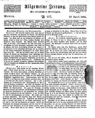 Allgemeine Zeitung Montag 27. April 1835