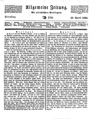 Allgemeine Zeitung Dienstag 28. April 1835