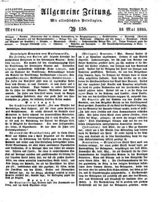 Allgemeine Zeitung Montag 18. Mai 1835