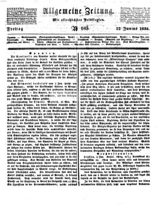 Allgemeine Zeitung Freitag 12. Juni 1835