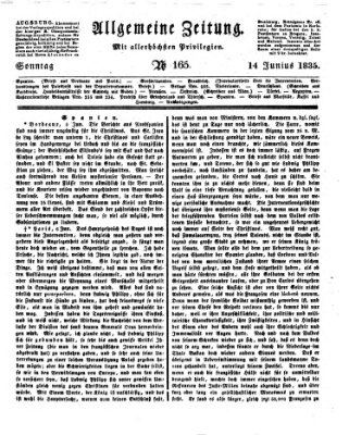 Allgemeine Zeitung Sonntag 14. Juni 1835