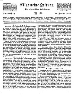 Allgemeine Zeitung Donnerstag 18. Juni 1835