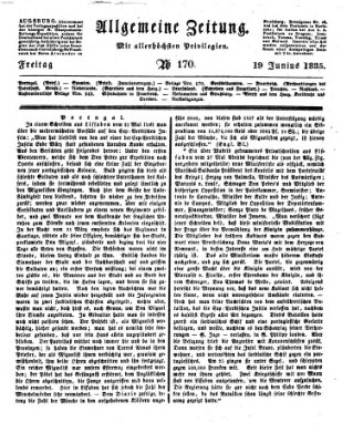 Allgemeine Zeitung Freitag 19. Juni 1835