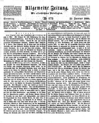 Allgemeine Zeitung Sonntag 21. Juni 1835