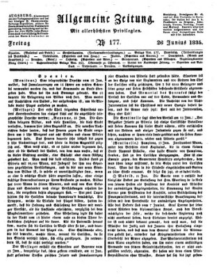 Allgemeine Zeitung Freitag 26. Juni 1835