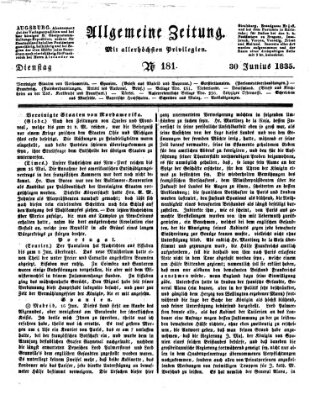 Allgemeine Zeitung Dienstag 30. Juni 1835