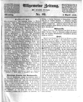 Allgemeine Zeitung Montag 2. April 1838