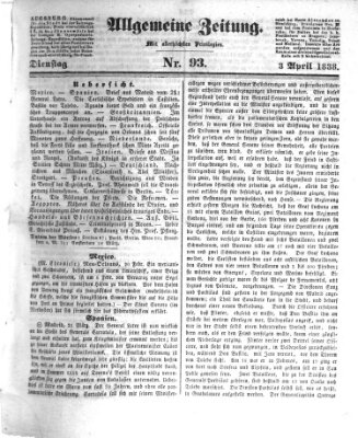 Allgemeine Zeitung Dienstag 3. April 1838