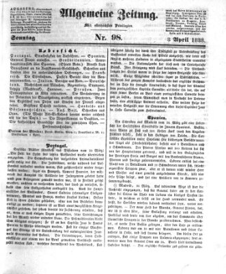 Allgemeine Zeitung Sonntag 8. April 1838