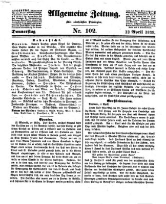 Allgemeine Zeitung Donnerstag 12. April 1838