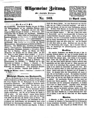 Allgemeine Zeitung Freitag 13. April 1838