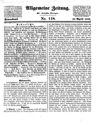 Allgemeine Zeitung Samstag 28. April 1838