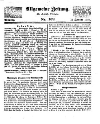 Allgemeine Zeitung Montag 18. Juni 1838