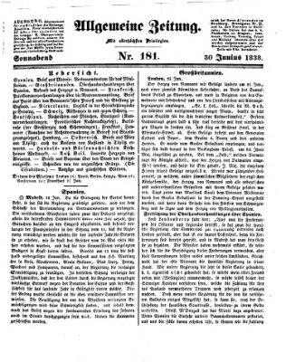 Allgemeine Zeitung Samstag 30. Juni 1838