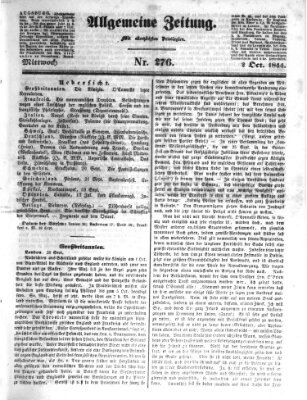 Allgemeine Zeitung Mittwoch 2. Oktober 1844